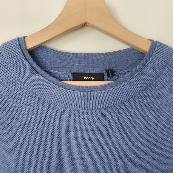 Theory Riland Pique Eco Breach Sweater Crewneck Skyline Melange Blue Size XL - Picture 4 of 8